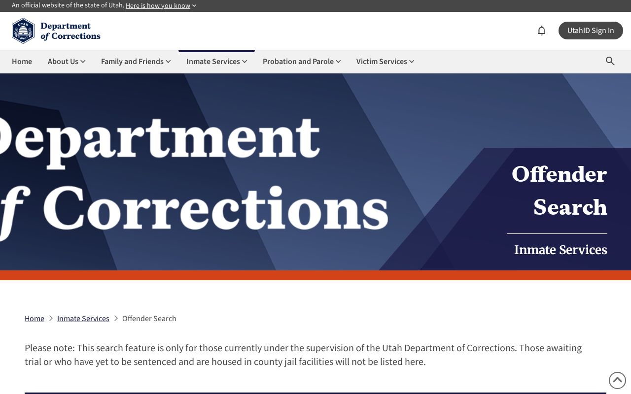 Utah people search Corrections name and offender number lookup