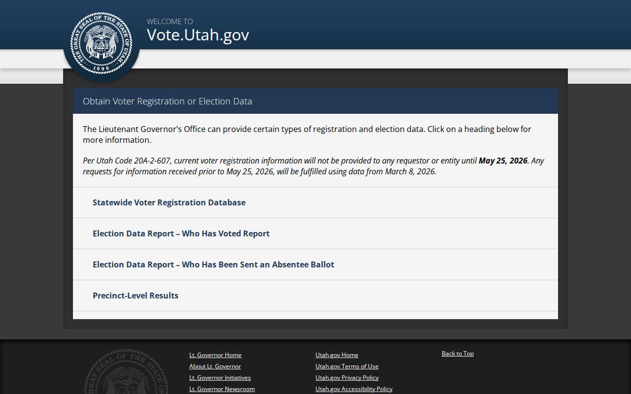 Utah voter records statewide file ordering page